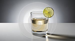 Refreshing lime cocktail in glass with dramatic lighting