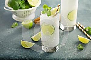 Refreshing lime frozen cooler or slushie