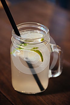 Refreshing lime in a glass