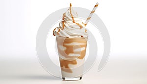 Refreshing milkshake with chocolate cream, coffee, and whipped cream generated by AI