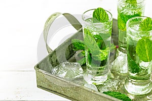 Refreshing Mint Liqueur Cocktail Shots