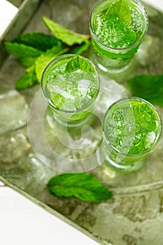 Refreshing Mint Liqueur Cocktail Shots