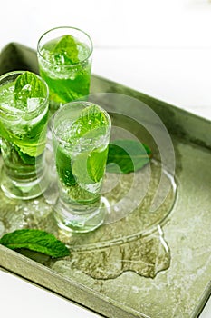 Refreshing Mint Liqueur Cocktail Shots