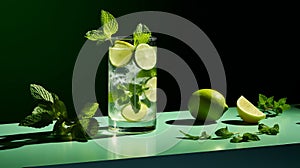 Refreshing Mojito Cocktail With Lime And Mint Leaves