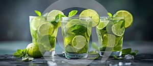 Refreshing Mojito Cocktails With Lime and Mint