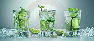 Refreshing Mojito Cocktails With Limes and Mints