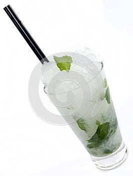 A refreshing Mojito on a white background.