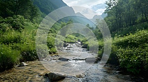 A refreshing mountain stream valley