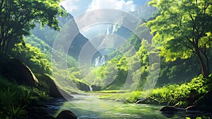 A refreshing mountain stream valley