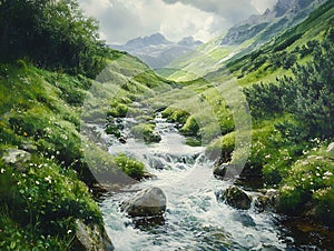 A refreshing mountain stream valley