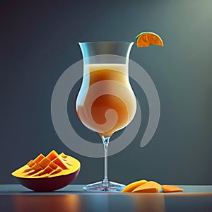 Refreshing Orange Juice and Juicy Mango - A Healthy Breakfast or Snack. Generative Ai.