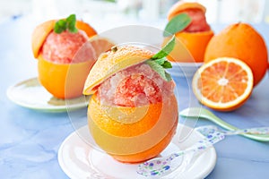 Refreshing orange sorbet photo
