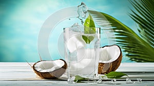 Refreshing Organic Coconut Water Drink With Nature-inspired Imagery