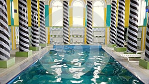 Refreshing pool in a hall columns