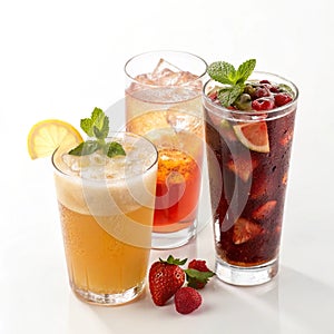 PSD drinks isolated on white background