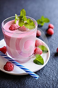 Refreshing raspberry milkshake