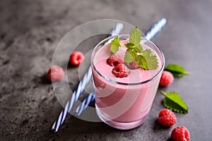 Refreshing raspberry milkshake