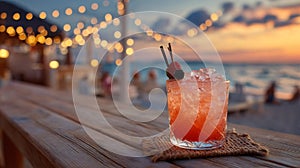 Refreshing Red Cocktail at Sunset Beach Bar