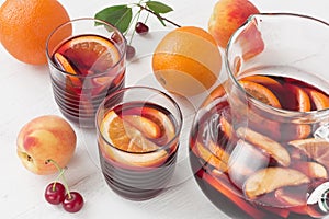 Refreshing red wine sangria summer drink