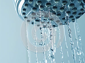 Refreshing Shower with Flowing Water Drops. Generative ai
