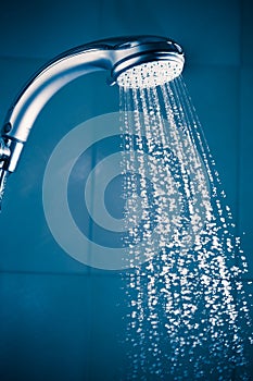 Refreshing shower with water stream