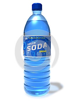 Refreshing soda drink in plastic bottle