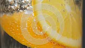 Refreshing soft drink Lemon and orange sparkling water.4K