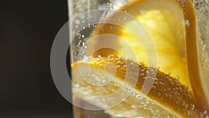 Refreshing soft drink Lemon and orange sparkling water.4K