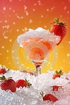 Refreshing Strawberry Martini With Ice and Strawberries