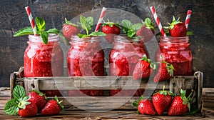 Refreshing strawberry smoothie, perfect for detox diet and nutritious vegetarian lifestyle