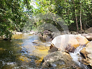 Refreshing stream of Jelawang river in Dabong, Kelantan, Malaysia.