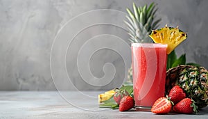 Refreshing summer blend watermelon, strawberry, and pineapple cocktail infused with aromatic scents photo