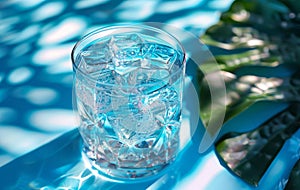 refreshing summer drink, a refreshing beverage for scorching days electrolyte drink with ice cubes, ideal for staying photo