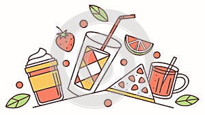 Refreshing Summer Drinks Collection Vector Illustration, vector design Generative AI
