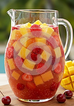 Refreshing Summer Fruit Punch in Glass Pitcher