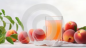 Refreshing Summer Picnic Scene With Fresh Peach Juice