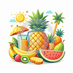 Refreshing tropical fruits and drink