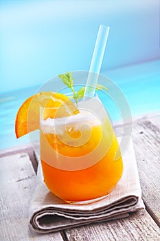Refreshing tropical orange cocktail