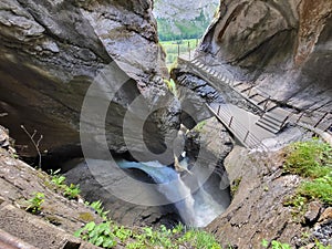 Refreshing view of Trummelbach waterfall.