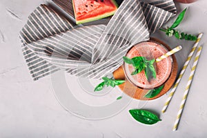Refreshing watermelon and basil smoothie