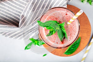 Refreshing watermelon and basil smoothie