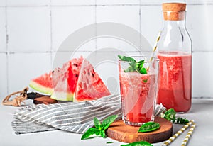 Refreshing watermelon and basil smoothie