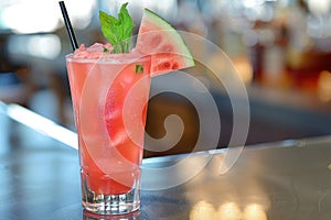 Refreshing Watermelon Cocktail in Sunlit Summer Setting