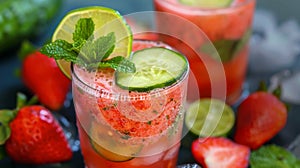 Refreshing Watermelon Cucumber Limeade Glasses