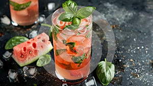 Refreshing Watermelon Mojito With Mint Garnish