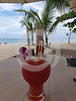 Refreshing watermelon shake at Phuket beach