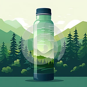 Refreshment in a Bottle: Clean and Healthy Liquid Drink, Symbol of Purity and Eco-Friendly Packaging on a White