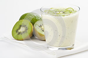 Refreshment and creamy milkshake kiwi and lime