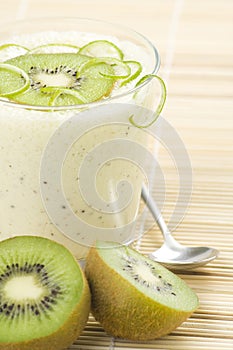 Refreshment and creamy milkshake kiwi and lime