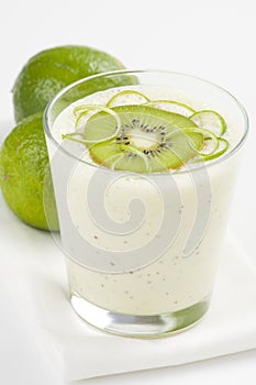 Refreshment and creamy milkshake kiwi and lime